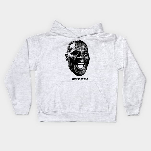 Portrait Retro Howlin' Wolf Kids Hoodie by LEMESGAKPROVE